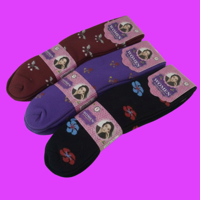 Naosucura Women Floral Print Mid-Calf/Crew(Pack of 3)