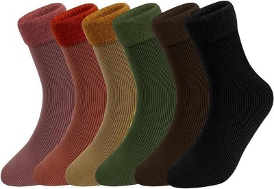 WKLOUYHE Men & Women Woven, Solid, Self Design Ankle Length(Pack of 6)