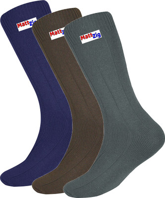 MATTZIG Men Self Design Mid-Calf/Crew(Pack of 3)