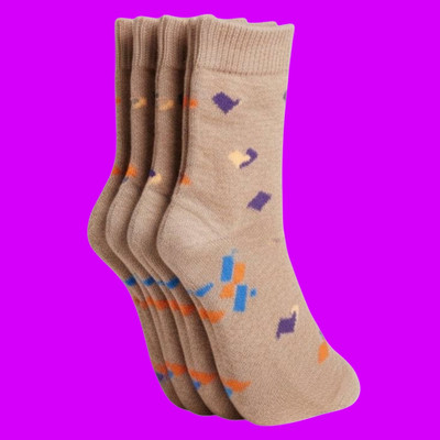 Naosucura Women Graphic Print Mid-Calf/Crew(Pack of 4)