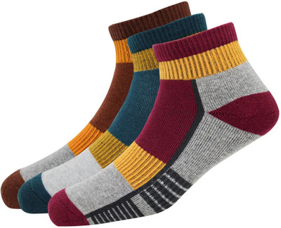 HUSSKINZ Men Color Block, Self Design Ankle Length(Pack of 3)