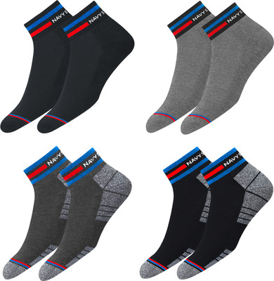 Navy Sport Men Striped Ankle Length(Pack of 4)