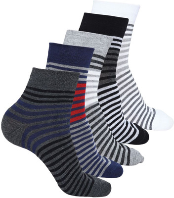 Kolor Fusion Men Striped Mid-Calf/Crew, Ankle Length(Pack of 5)