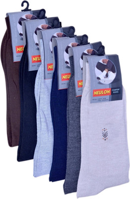NEULON Men Solid Mid-Calf/Crew(Pack of 6)
