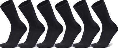 ANCHOR Business/Office/Casual/Formal Cotton Black Socks For Men Solid Mid-Calf/Crew(Pack of 6)