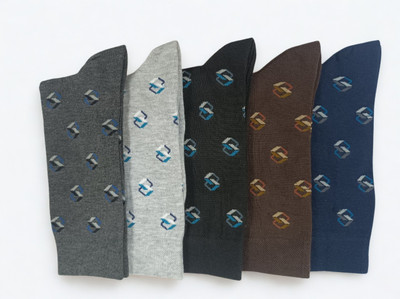 UDAMI Men Self Design Mid-Calf/Crew(Pack of 5)