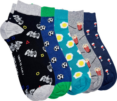 Mint and Oak Men Printed Mid-Calf/Crew(Pack of 5)