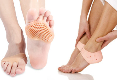 GOLDINKS Heel Repair Socks with Silicone, Pack of 2(Free Size, Beige)