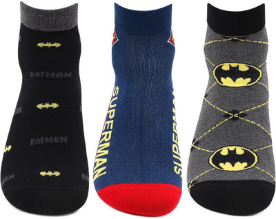 BONJOUR Superman Batman Superhero Character Ankle Length Socks for Men Printed Ankle Length(Pack of 6)