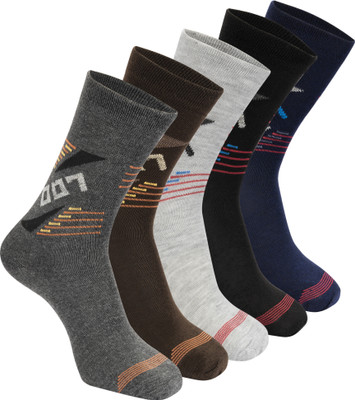 BELMONK Men Printed Mid-Calf/Crew(Pack of 5)
