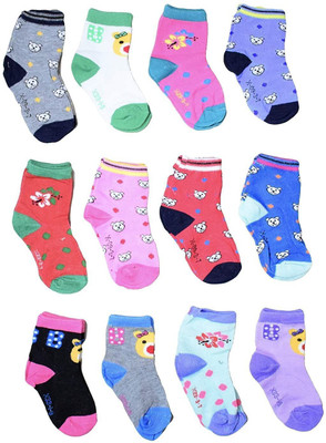 VISHAL_Co Baby Boys & Baby Girls Solid, Color Block, Printed, Animal Print Ankle Length(Pack of 12)