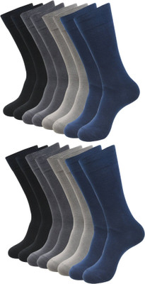 PALMLON Men Solid Mid-Calf/Crew