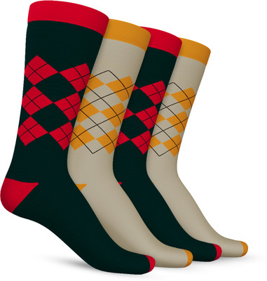 TalkingSox Men & Women Argyle Calf Length(Pack of 4)