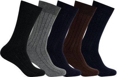 VAPINDIA Men Solid Mid-Calf/Crew(Pack of 5)