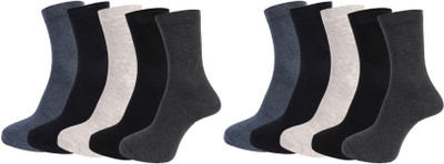 SOCOLOCO Unisex Solid Calf Length(Pack of 10)