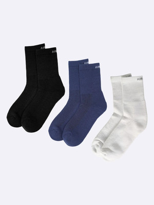 Air Garb Comfort Premium Quality Cotton Socks Men & Women Solid Mid-Calf/Crew(Pack of 3)