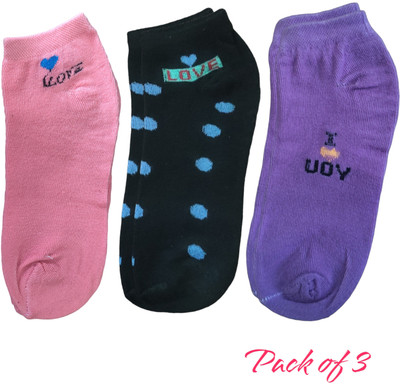 LeafBlu Women Graphic Print, Printed, Striped, Self Design Ankle Length, Low Cut, Peds/Footie/No-Show(Pack of 3)
