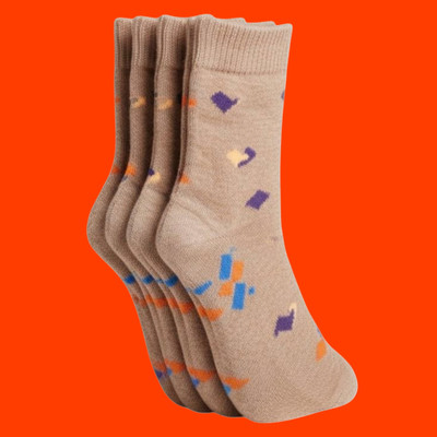 Naosucura Women Graphic Print Mid-Calf/Crew(Pack of 4)