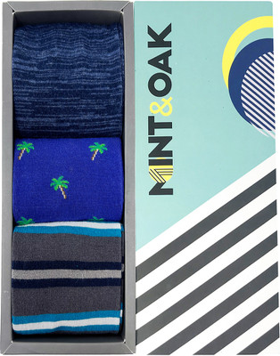 Mint and Oak Men Printed Mid-Calf/Crew(Pack of 3)