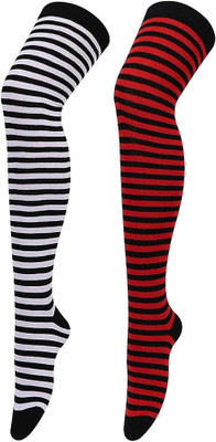 TRAZO Women Striped Knee High(Pack of 2)