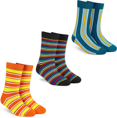 Dynamocks Men & Women Striped Mid-Calf/Crew(Pack of 3)