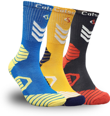 Cotson Men Self Design Mid-Calf/Crew(Pack of 3)