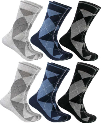 HOE Men Self Design Mid-Calf/Crew(Pack of 6)