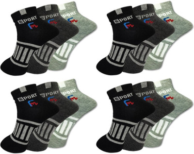 FeetMotion Men Self Design Ankle Length(Pack of 12)