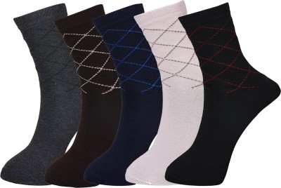 ME Stores Men Checkered, Solid Ankle Length, Calf Length, Low Cut, Mid-Calf/Crew(Pack of 5)