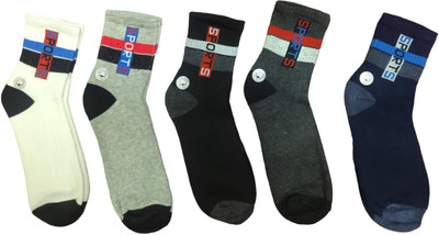 Kalra Hosiery Men Printed Mid-Calf/Crew(Pack of 5)