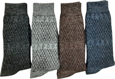 UDAMI Men Self Design Mid-Calf/Crew(Pack of 4)