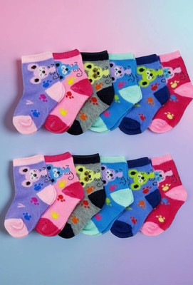 The jem den Boys & Girls Printed Mid-Calf/Crew(Pack of 12)