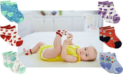AKIDO Baby Boys & Baby Girls Printed Ankle Length(Pack of 6)