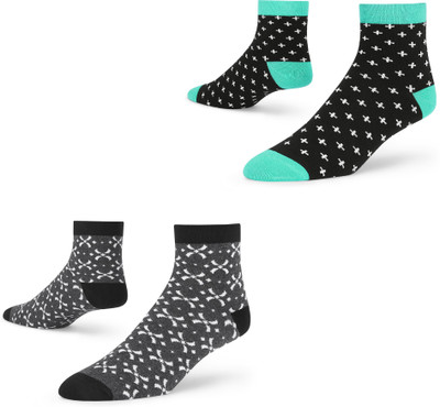 Dynamocks Unisex Printed Ankle Length(Pack of 2)
