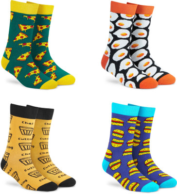 Dynamocks Men & Women Printed Mid-Calf/Crew(Pack of 4)