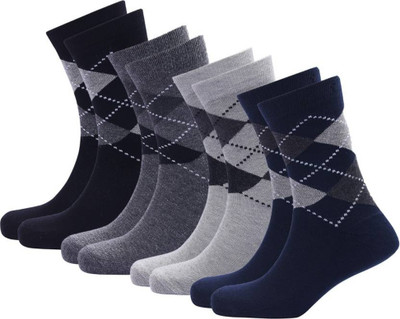 PALMLON Men Striped Mid-Calf/Crew(Pack of 4)