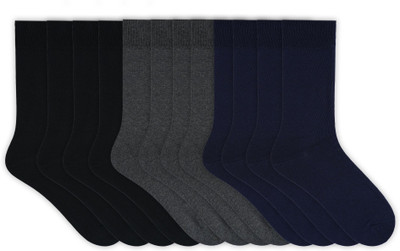 SOCKSXPRESS Combed Cotton Men Solid Mid-Calf/Crew(Pack of 12)