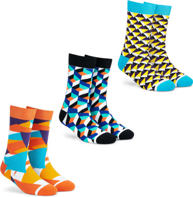 Dynamocks Men & Women Printed Mid-Calf/Crew(Pack of 3)