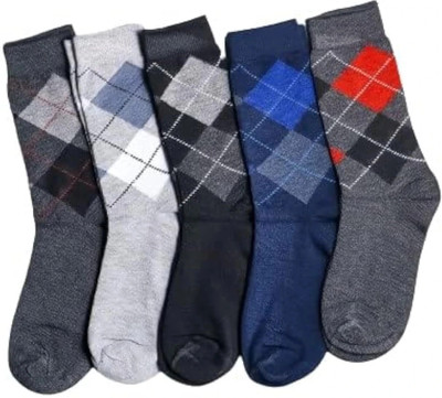 SOCOLOCO Unisex Self Design Calf Length(Pack of 5)