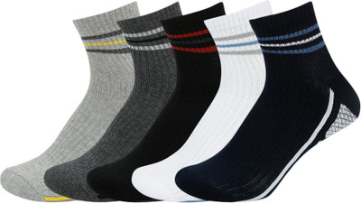 SOCKSXPRESS Full Cushioned Men Striped Ankle Length(Pack of 5)