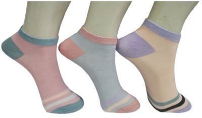 Fashiontoos Women Striped Low Cut(Pack of 3)