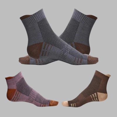 Cozyana Men Color Block, Solid, Self Design Ankle Length, Low Cut(Pack of 3)
