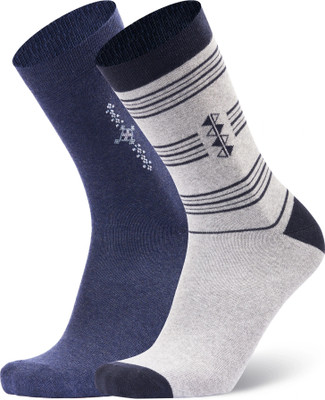 ANCHOR Business/Office/Casual/Formal Cotton Socks For Men Graphic Print Mid-Calf/Crew(Pack of 2)