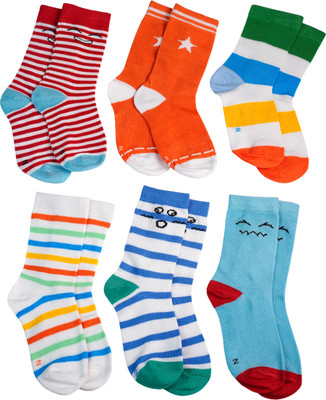 Kuchipoo Baby Boys & Baby Girls Striped Ankle Length(Pack of 6)