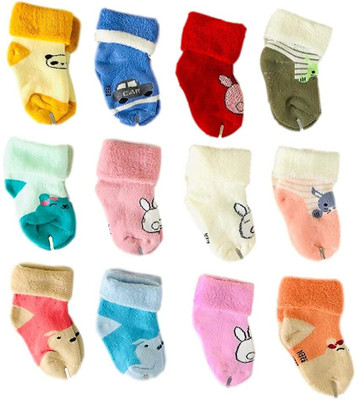 PIBU Baby Boys & Baby Girls Self Design Ankle Length(Pack of 12)