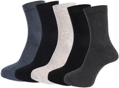 VAPINDIA Men Solid Mid-Calf/Crew(Pack of 5)