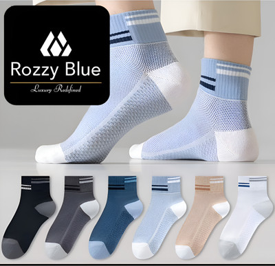 RozzyBlue Unisex Checkered Ankle Length(Pack of 6)