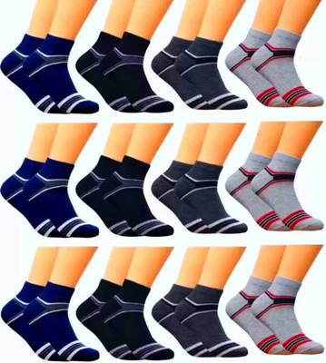 VAPINDIA Men Color Block Ankle Length(Pack of 12)