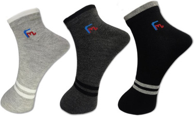 FeetMotion Men Self Design Ankle Length(Pack of 3)