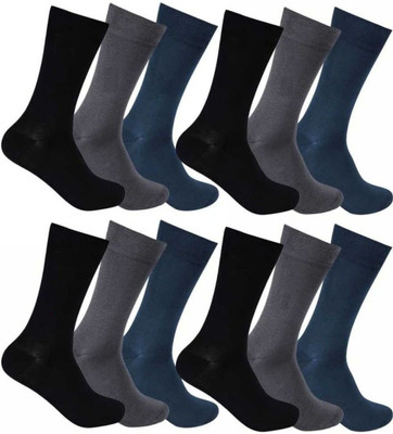 Akeet Trend Men Solid Calf Length(Pack of 12)